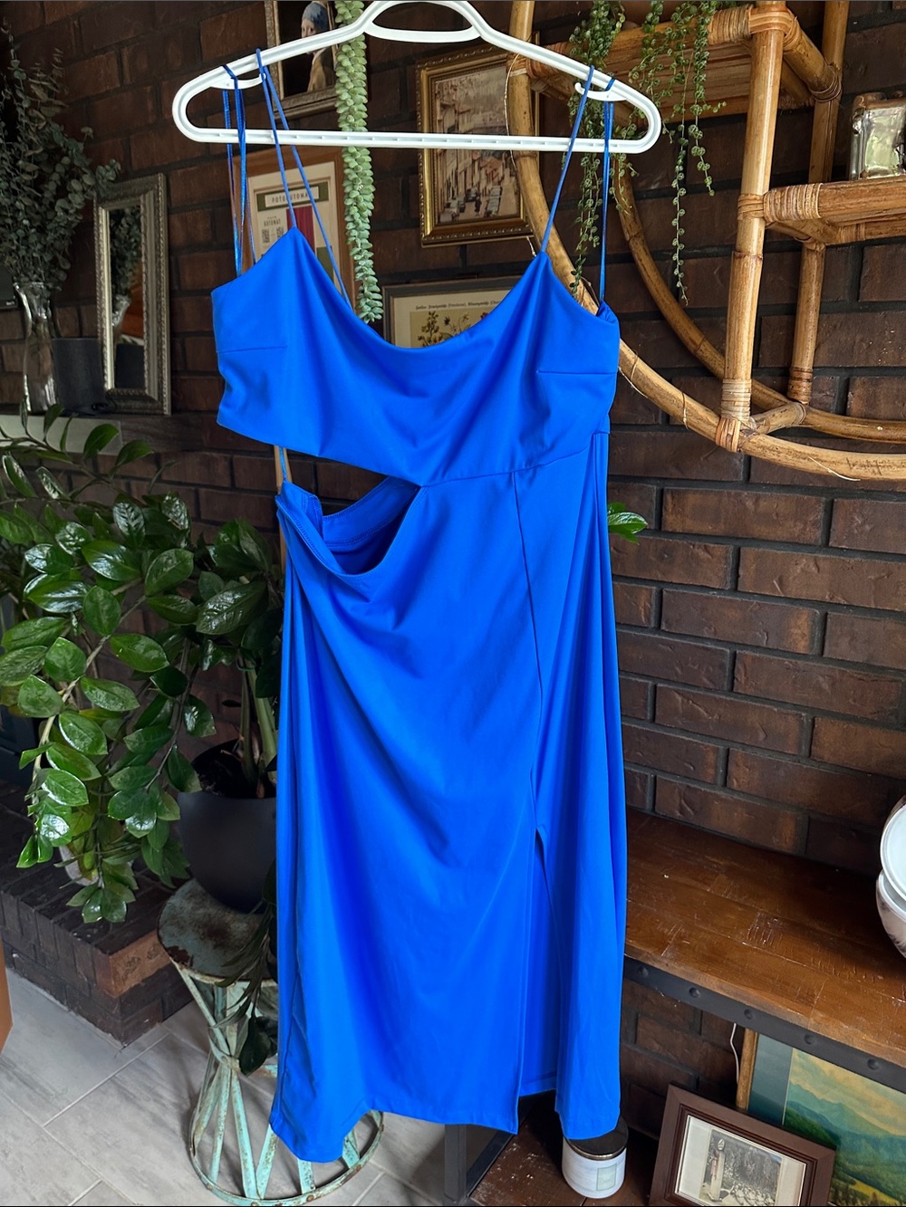 Dynamite Electric Blue Spaghetti-Strap Midi Dress